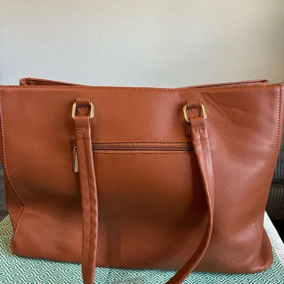 LOVEVOOK Laptop Tote Bag 15.6” Waterproof PU Leather Brown - Picture 6 of 16